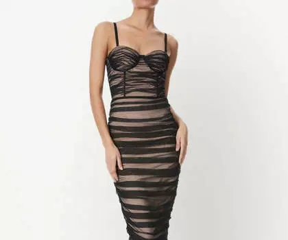 Платье-миди Alice + Olivia Damia со сборками-бюстье -Черный
