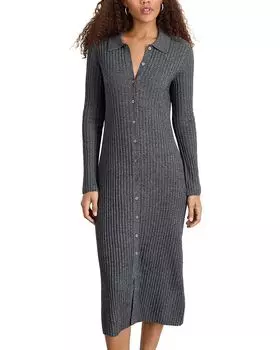 Платье-миди Alice с пуговицами спереди и рубчиком Alex Mill, серый