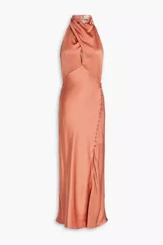 Платье миди Aline из шелкового атласа с вырезом халтер NICHOLAS, античная роза