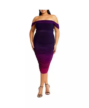 Платье миди Alyssa с принтом plus size CITY CHIC, синий