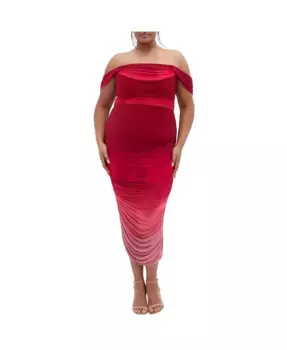 Платье миди Alyssa с принтом plus size CITY CHIC, красный