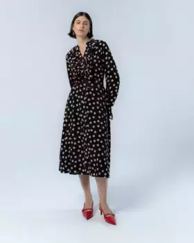 Платье миди Amelia с v-образным вырезом Niza, цвет Negro