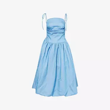 Платье миди Amy Lynn с бретелями на завязках, синий