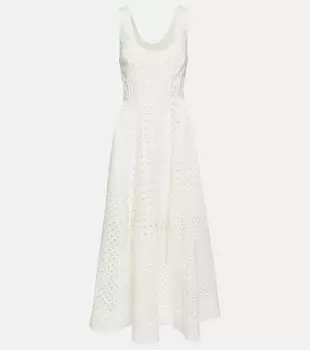 Платье миди anglaise из хлопка Zimmermann, белый