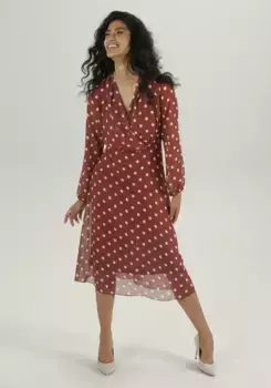 Платье миди Aniston SELECTED с эффектом платка на вырезе - НОВАЯ КОЛЛЕКЦИЯ, белый