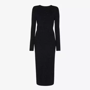 Платье миди Annie из эластичной ткани с эффектом металлик Whistles, черный