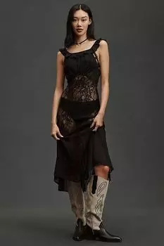 Платье миди Anthropologie кружевное, черный