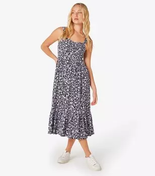 Платье миди Apricot с цветочным принтом и бретелями, темно-синий