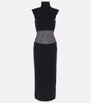 Платье миди Arabba из шерсти и кашемира Sportmax, черный