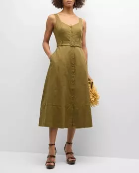 Платье миди Arienne с пуговицами спереди PAIGE, цвет Military Green