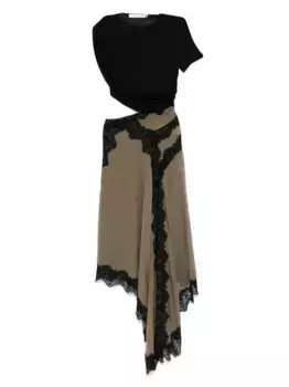 Платье миди асимметричного кроя Christopher Esber, зеленый