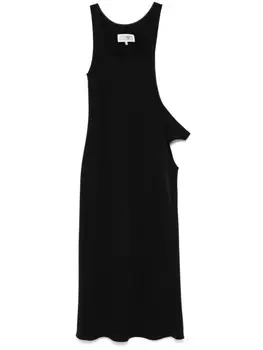 Платье миди асимметричного кроя MM6 Maison Margiela, черный