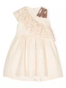 Платье миди асимметричного кроя с английской вышивкой Hucklebones London, бежевый