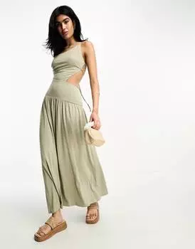 Платье миди асимметричного кроя с вырезом сбоку ASOS DESIGN