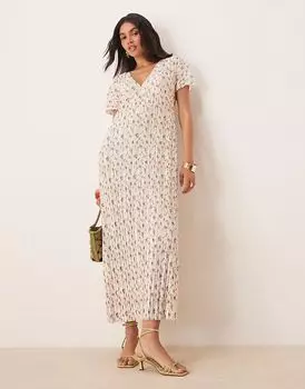 Платье миди ASOS DESIGN с V-образным вырезом и мелким принтом