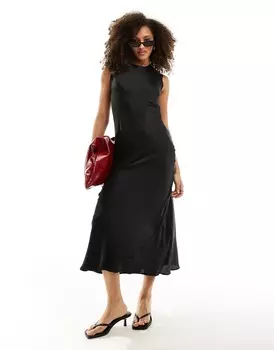 Платье миди Asos Design Satin, черный