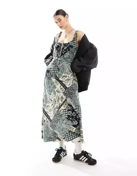 Платье миди Asos Design Tie Front, мультиколор