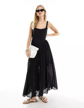 Платье миди Asos Design Voile Picnic, черный