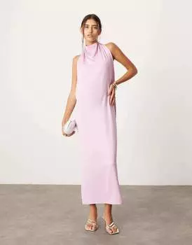 Платье-миди Asos Edition Cutout At The Neck Drapery, сиреневый