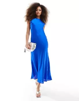 Платье миди Asos Satin, синий