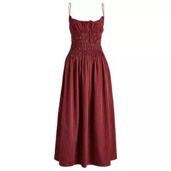 Платье миди Aya string Faithfull The Brand, цвет wine stripe
