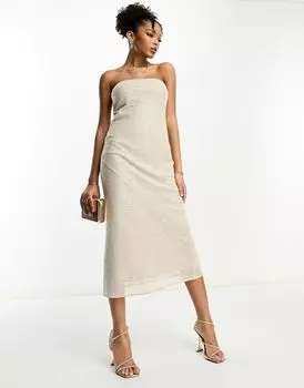 Платье миди-бандо с украшением и пайетками ASOS DESIGN