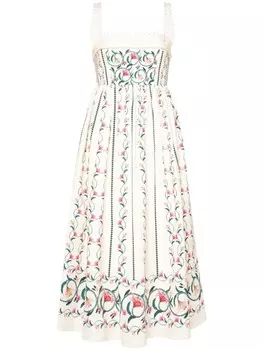 Платье миди Barbara Rocio с вышивкой Agua By Agua Bendita, белый