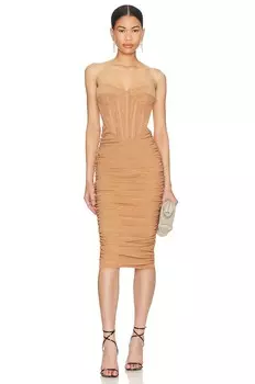 Платье миди Bardot Lithium Mesh, нюд