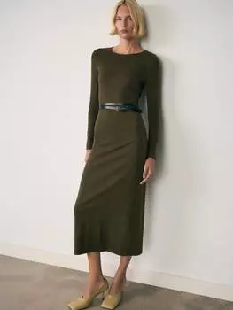 Платье миди basila Mango, хаки