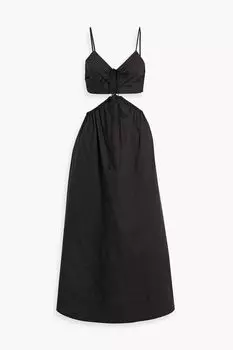 Платье миди Baylee из хлопкового поплина со сборками и вырезами NICHOLAS, черный