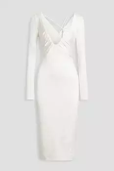 Платье миди Bella из атласного джерси со сборками ET OCHS, белый