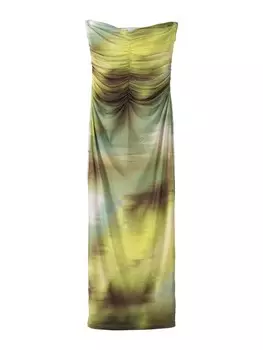 Платье миди Bershka Dress, цвет green/olive/light green/dark green