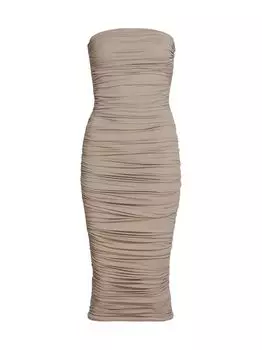 Платье-миди без бретелек с рюшами Michael Kors Collection