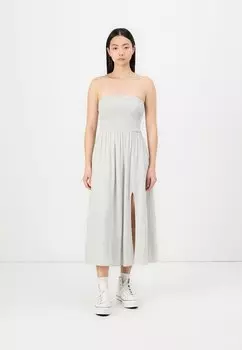 Платье миди без бретелек с заниженной талией и желобками, повседневное платье Hollister Co., белый