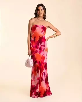 Платье миди без бретелек The-Are, коралловый