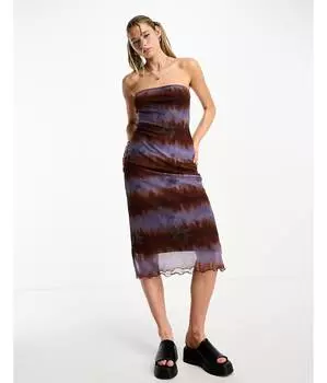 Платье миди без бретелек в стиле ретро с завязками Tammy Girl