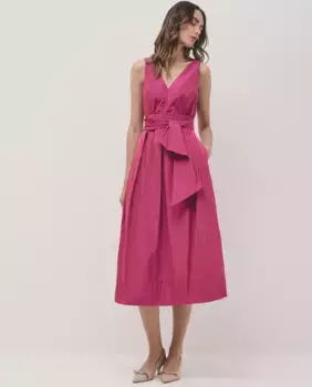 Платье миди без рукавов из тафты Roberto Verino, розовый