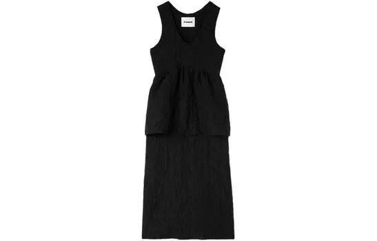 Платье миди без рукавов JIL SANDER, черный