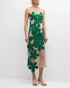 Платье миди без рукавов крючком Hibiscus SIMONMILLER, цвет Gummy Green