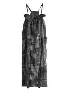 Платье миди без рукавов с абстрактным принтом Y's, черный