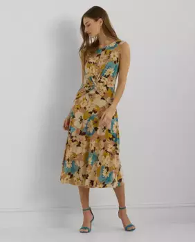 Платье миди без рукавов с цветочным принтом Lauren Ralph Lauren, мультиколор