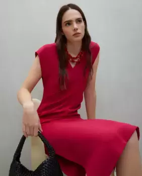 Платье миди без рукавов с драпировкой Easy Wear, фуксия