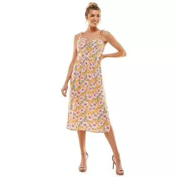 Платье миди без рукавов с формованными чашками для юниоров As U Wish, цвет Mustard Print