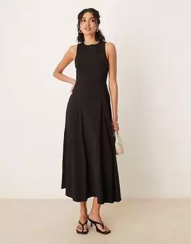 Платье миди без рукавов с корсетом ASOS DESIGN bengaline черного цвета