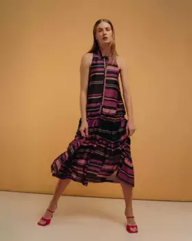 Платье миди без рукавов с оборками Niza, черный