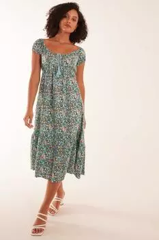 Платье миди без рукавов с овальным вырезом Blue Vanilla, синий