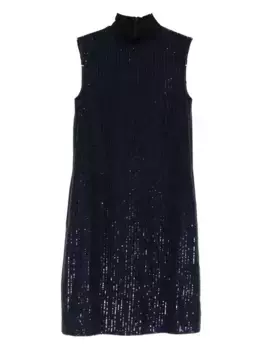 Платье-миди без рукавов с пайетками и водолазкой Peserico, синий
