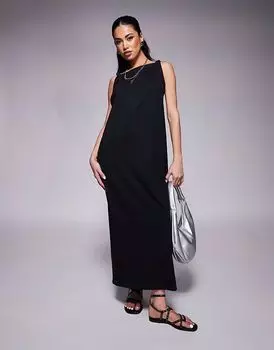 Платье миди без рукавов с перекрученными плечами ASOS DESIGN черного цвета