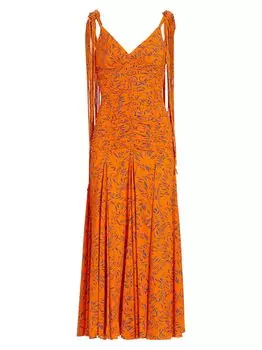 Платье миди без рукавов с V-образным вырезом Proenza Schouler, оранжевый