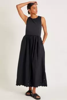 Платье миди без рукавов с вышивкой Esme Monsoon, черный